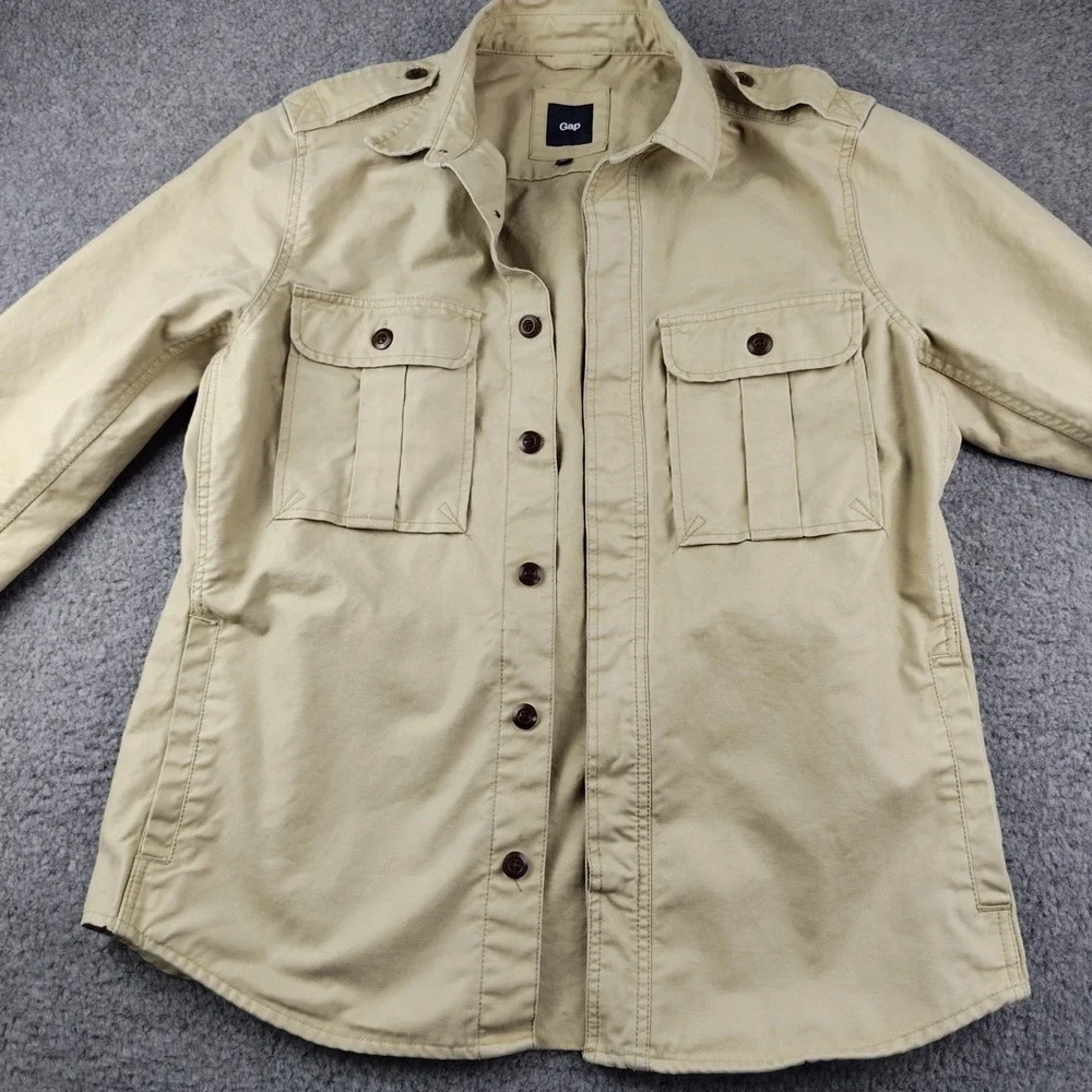 Gap Jacket Mens Large Field Military Khaki Utility Cotton Photographer Safari